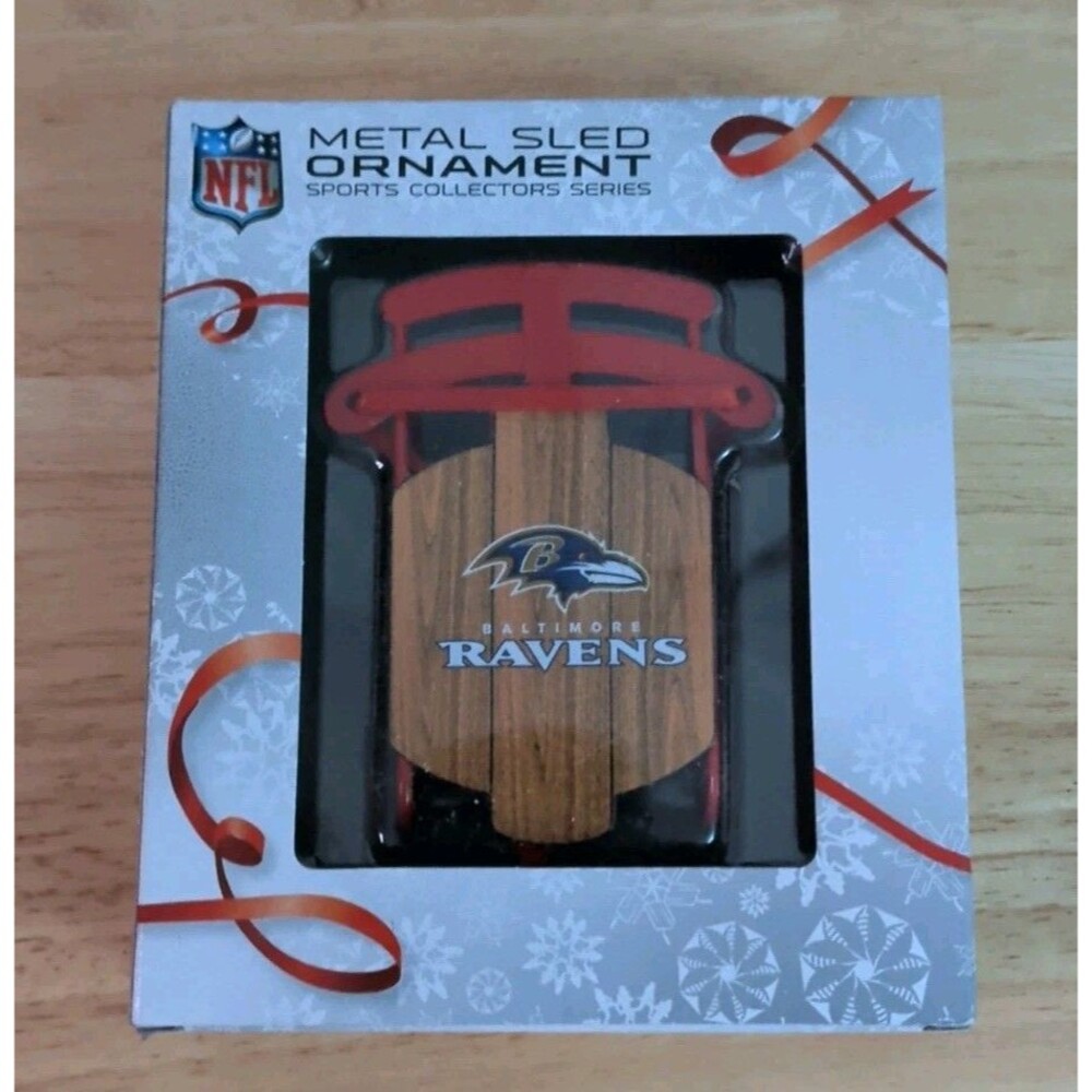 Baltimore Ravens Football Team NFL Vintage Metal Sled Christmas Tree Ornament